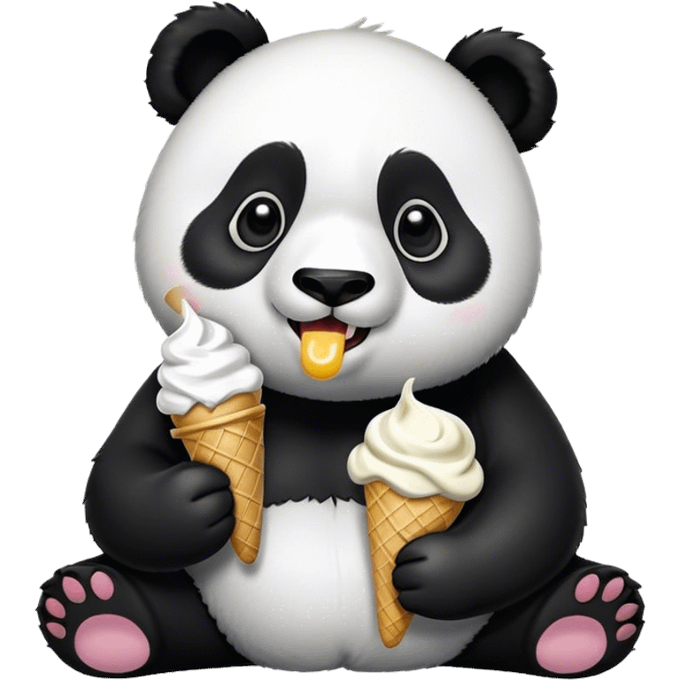 Panda eating ice cream emoji