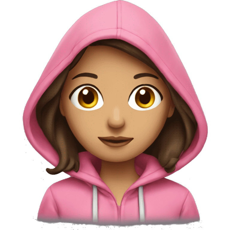 Brunette Girl with pink hoodie  emoji