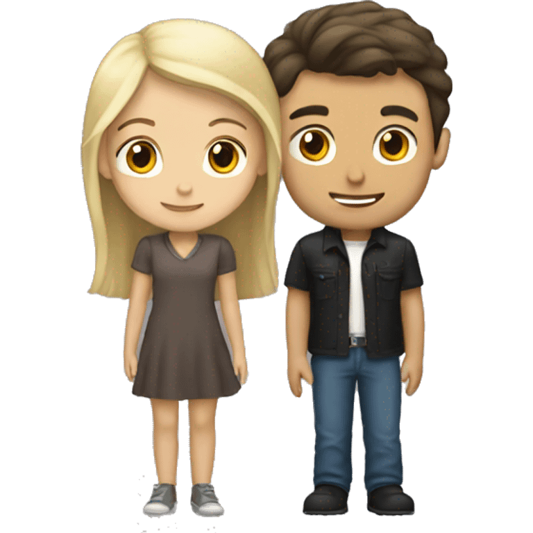 brunette girl with tall blond boy  emoji