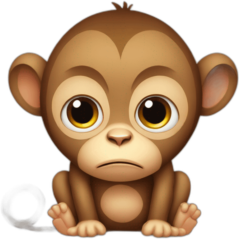 Little monkey very sad, cartoon 3G emoji