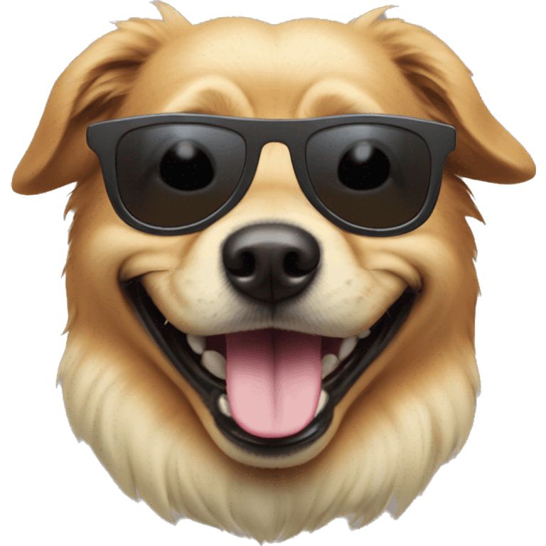 Laughing dog with black hoddie and multi colour sunglasses face  emoji