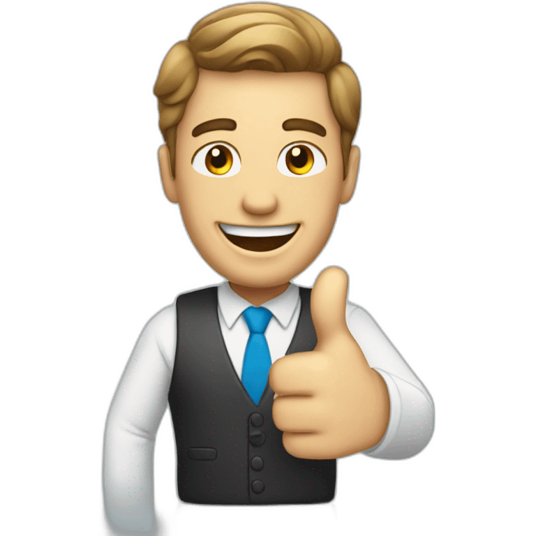 happy businessman with thumbs up emoji