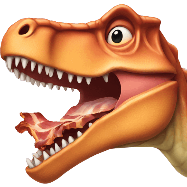 Dinosaur thing that is eating bacon emoji