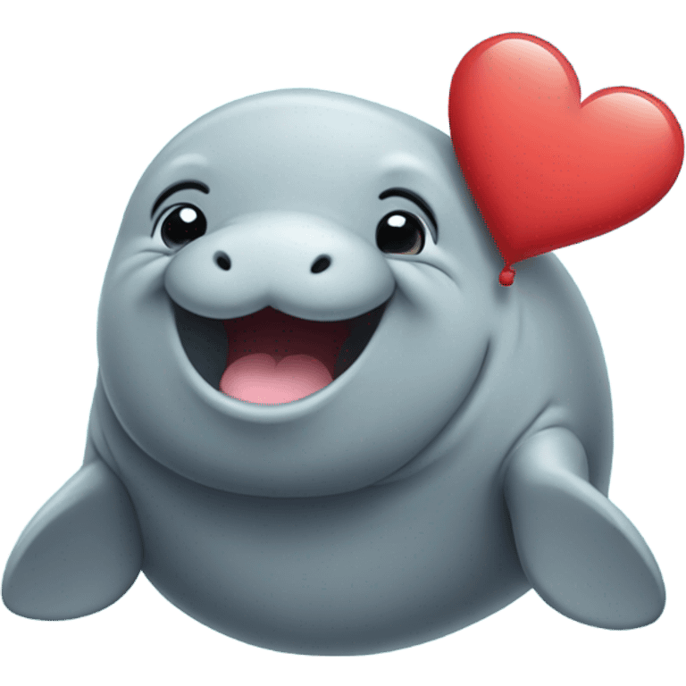 cute smiling manatee with heart emoji