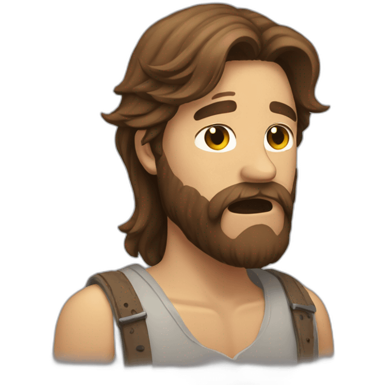 long brown haired bearded man crying emoji