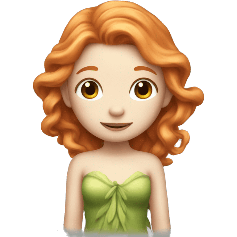 a white skin fairy, long ginger hair and wings emoji