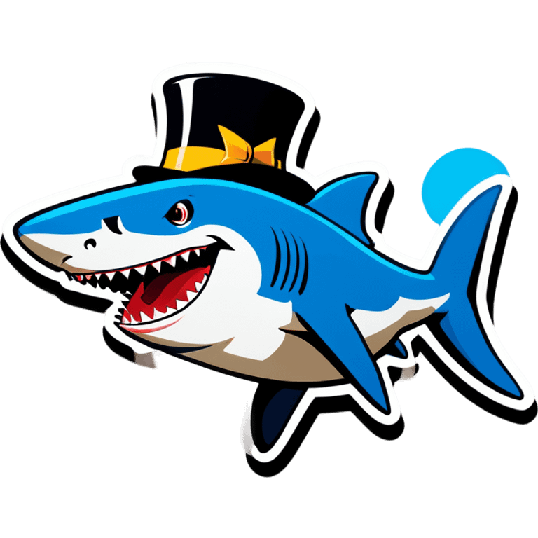 Shark with a top hat emoji