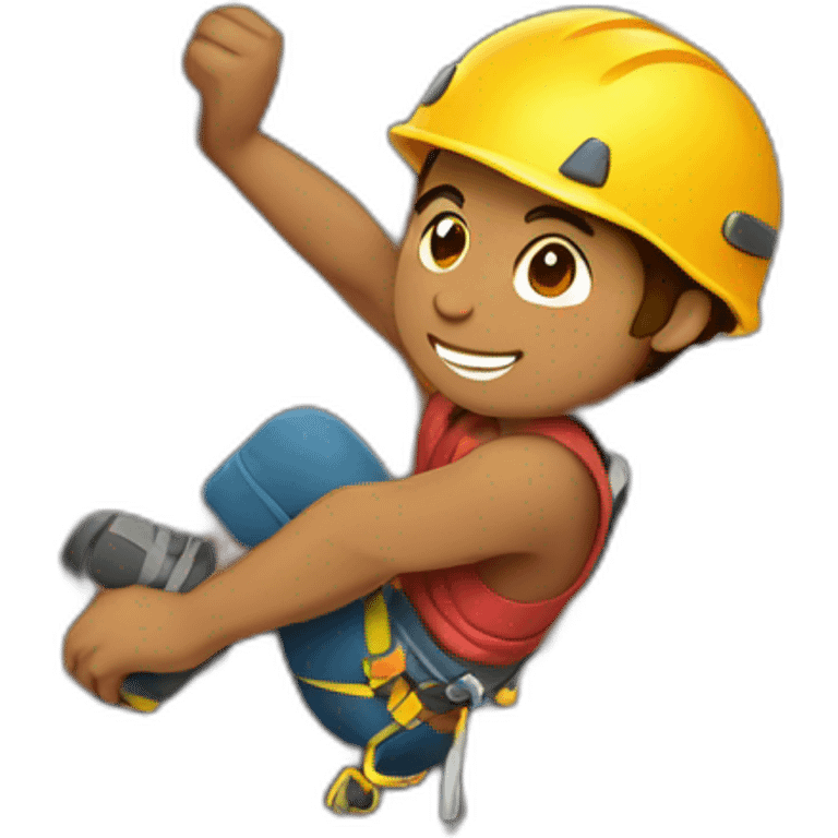 Rock Climber holding on cliff emoji