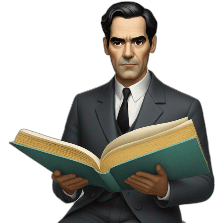 HyperRealist federico garcia lorca with a book emoji