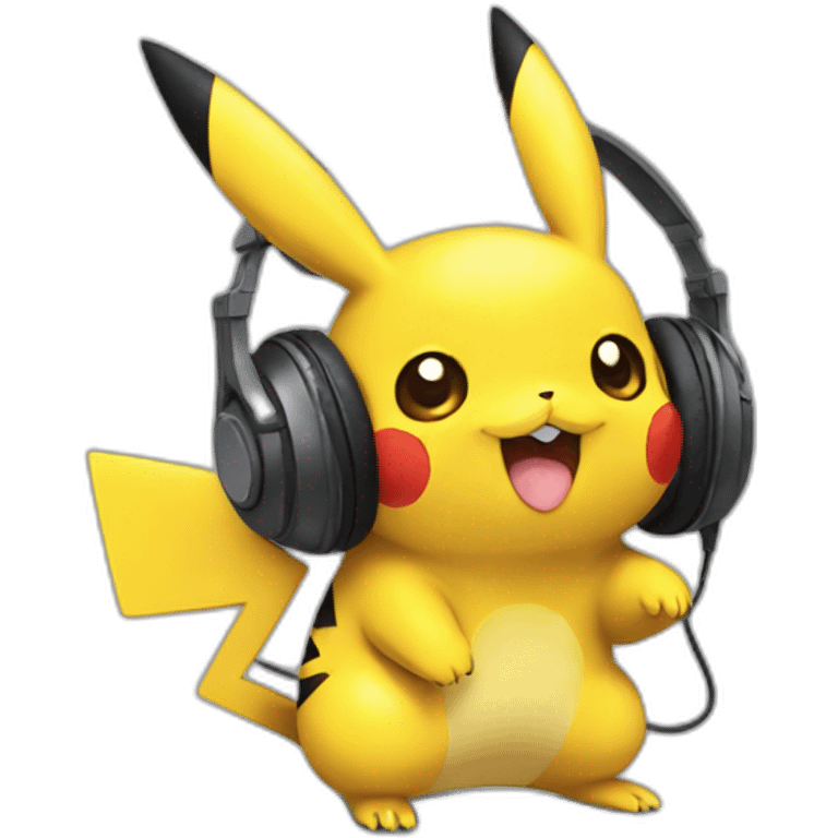 pikachu wearing gaming headset emoji