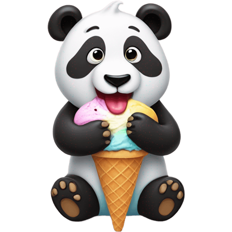 Panda eating ice cream emoji