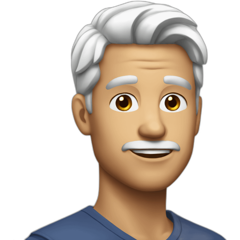 Chad face, jaw line, white hair, ear ring, young man emoji