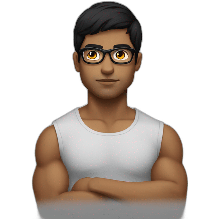 Boy Sri lankan MMA fighter with glases black hair emoji