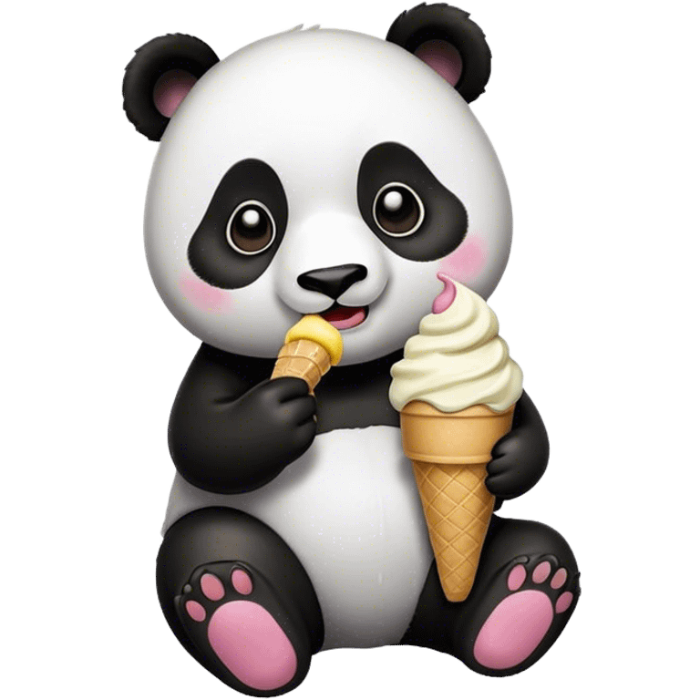 Panda eating ice cream emoji