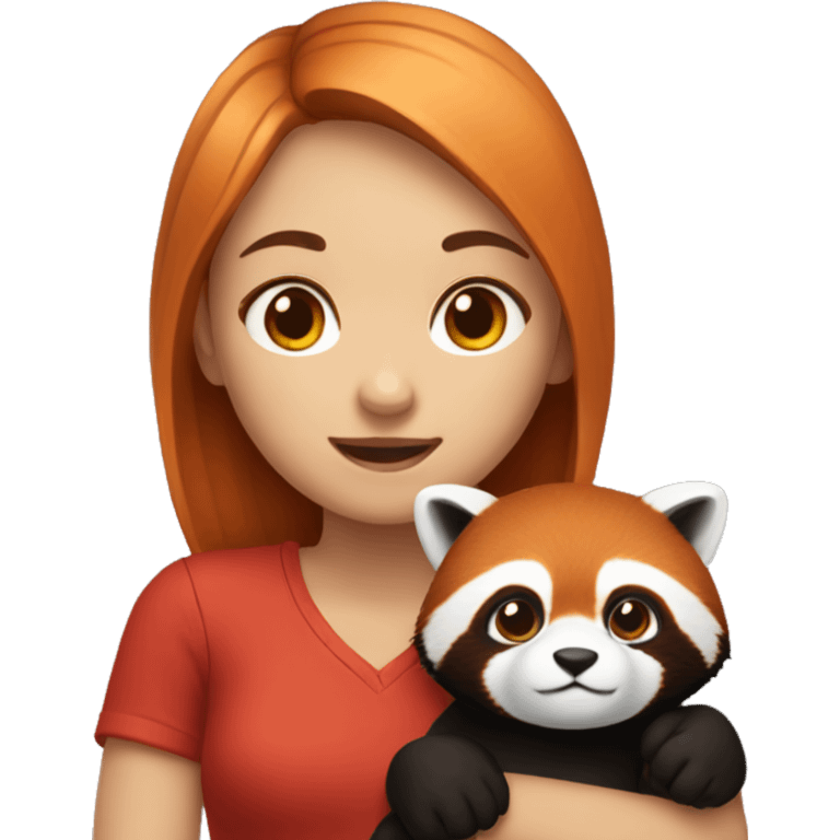 girl holding red panda emoji