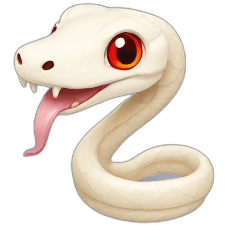 Albino cute snake with round red eyes emoji