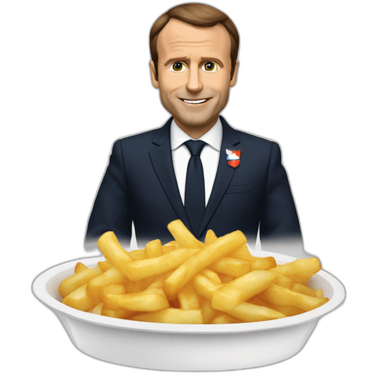 Macron boit avec poutine emoji