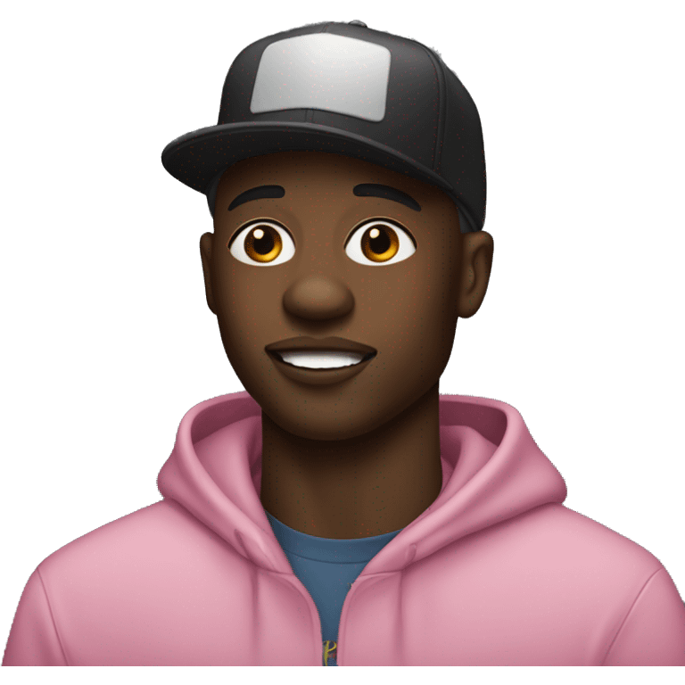 A black man that looks like dababy with a cap flipped to the side emoji