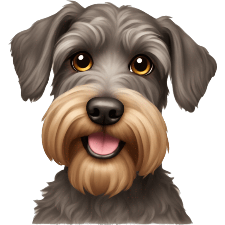 brown schnauzer poodle mix dog portrait emoji