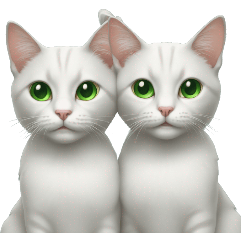 Twin cats with green eyes emoji