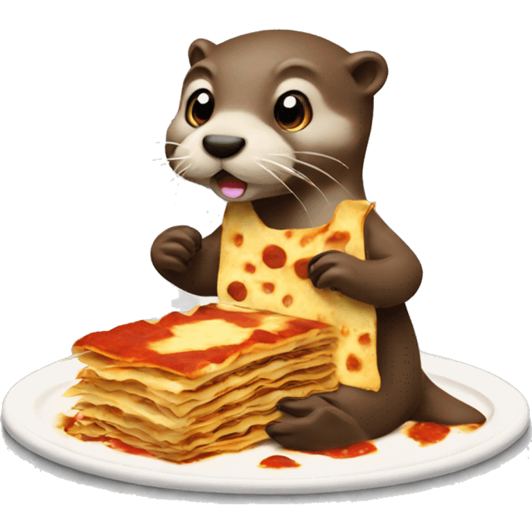 Otter eating a lasagna  emoji