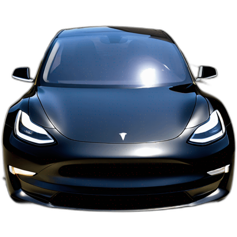 modified black 2023 Tesla Model 3 viewed from front emoji