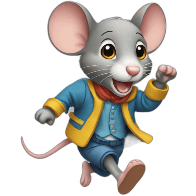 mouse dressed in clothes running like a human emoji