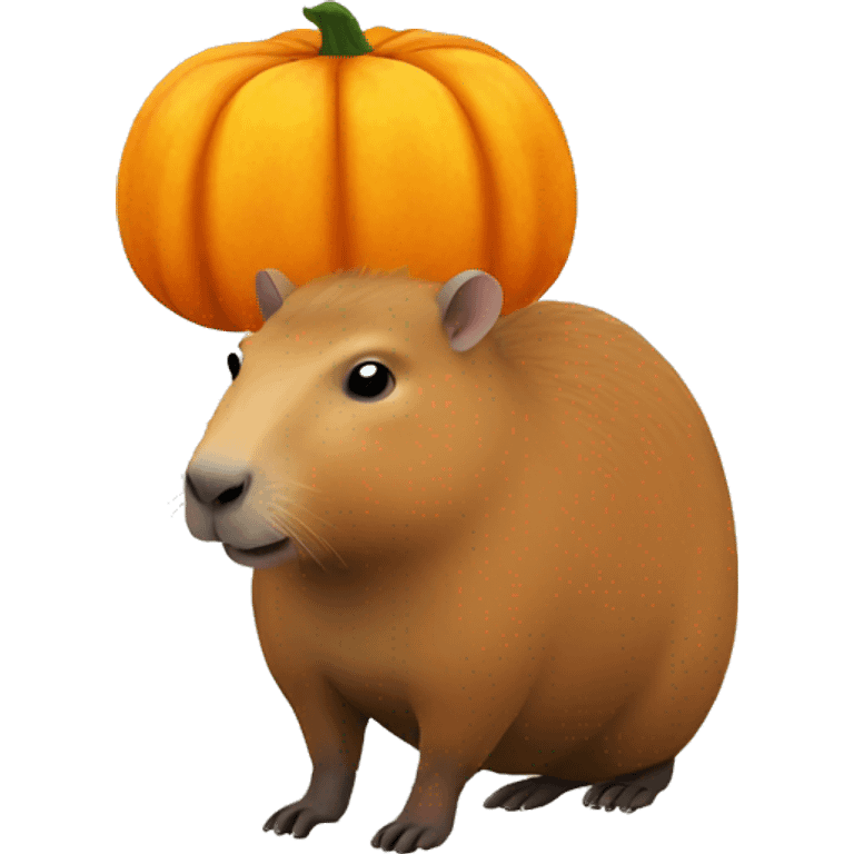 Capybara with pumpkin on head emoji