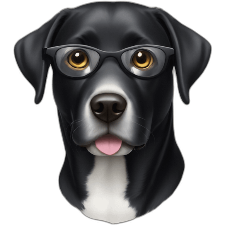 Black Labrador with white neck stripe glasses emoji