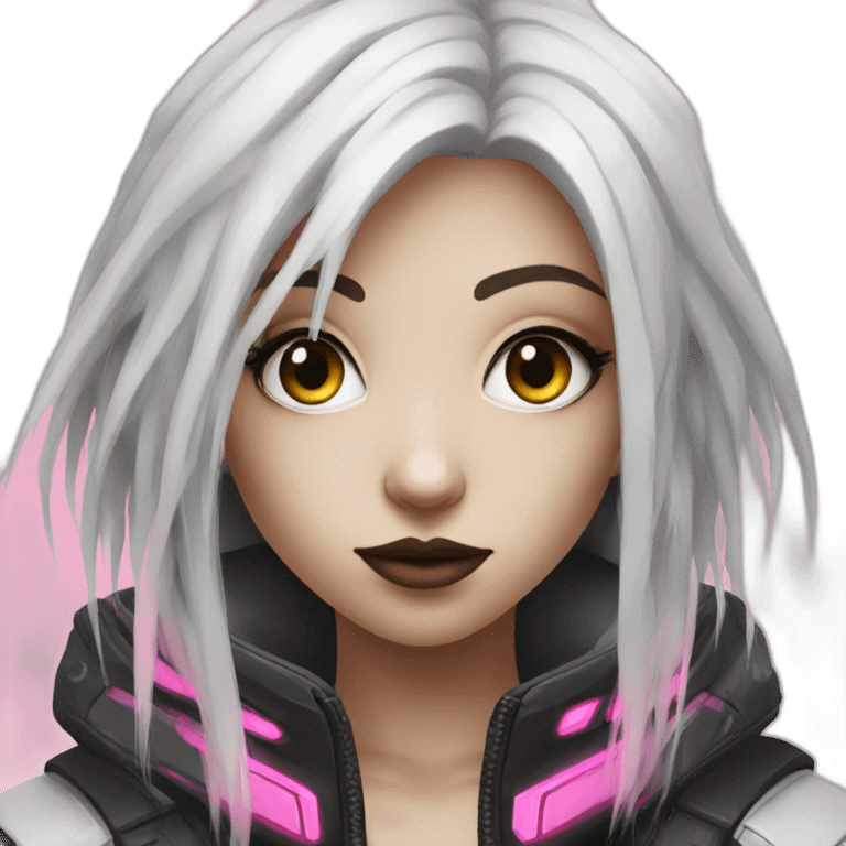 white cyberpunk girl with pink eyes emoji