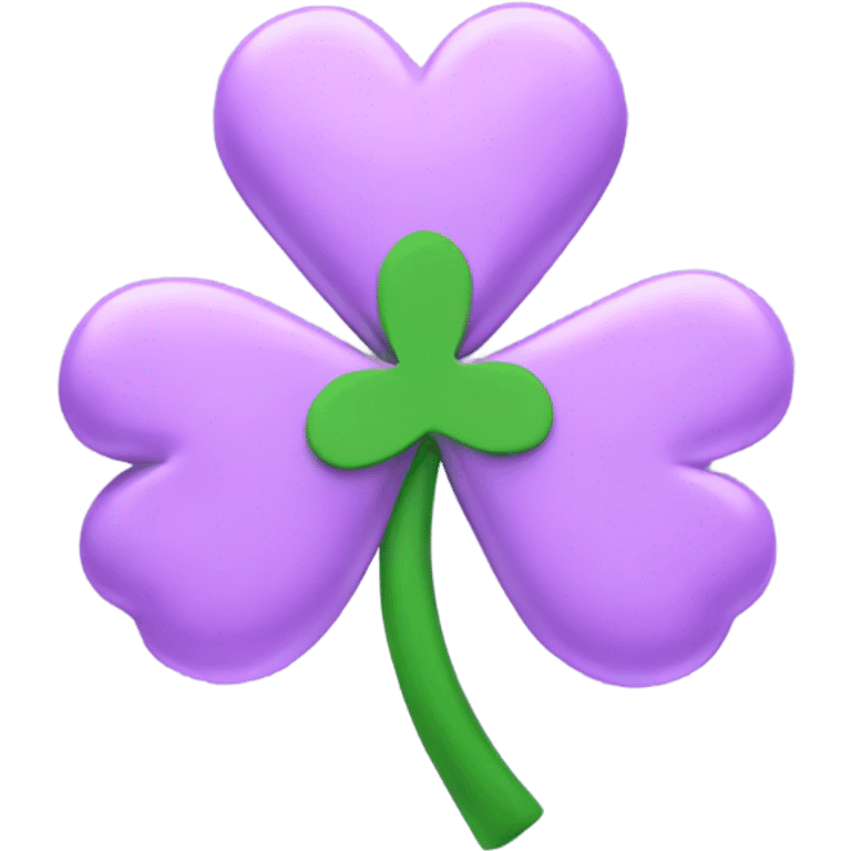 3D Four Leaf light purple Clover emoji