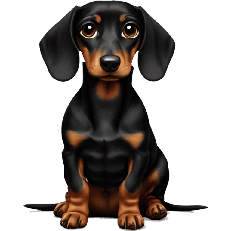 Very sad mini dachshund black emoji