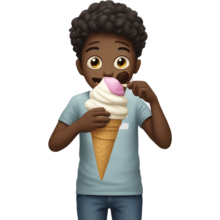 Freaky boy eating ice cream emoji