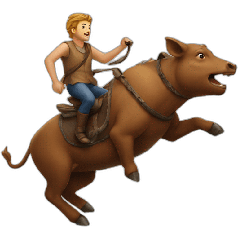 human riding on boar emoji