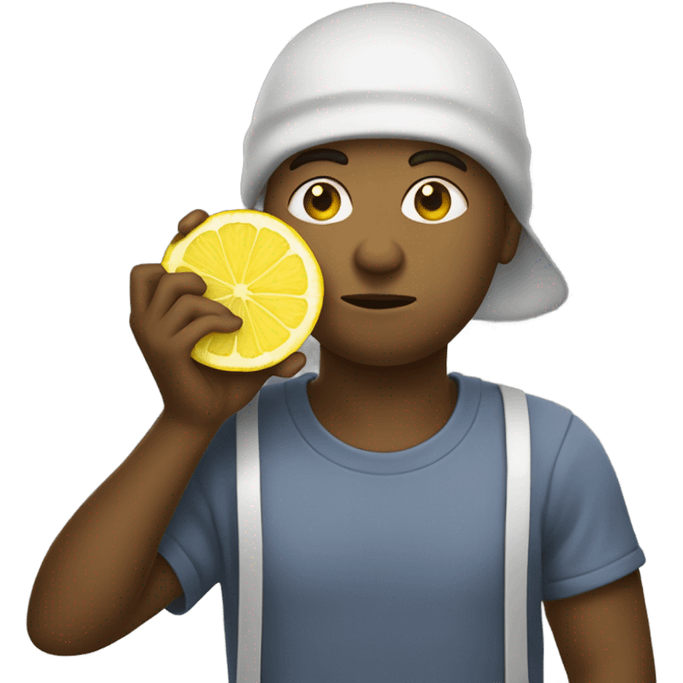 Gay Person drinking a lemon emoji