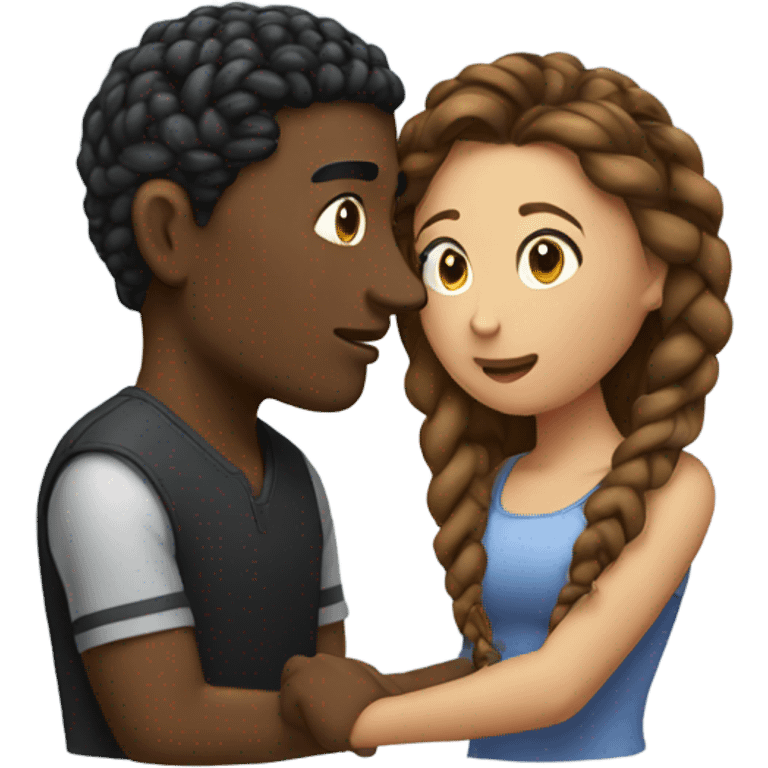 black male braids kissing female brown hair  emoji