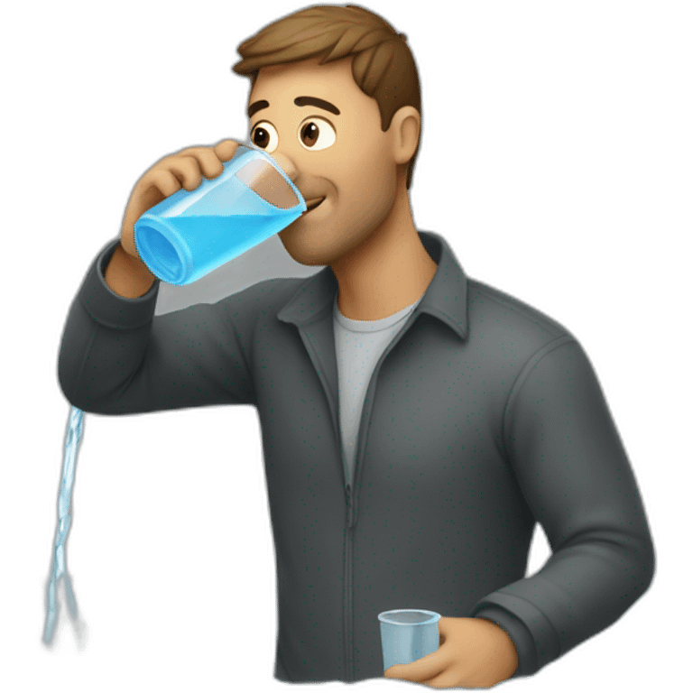 Man drinking water from flood emoji