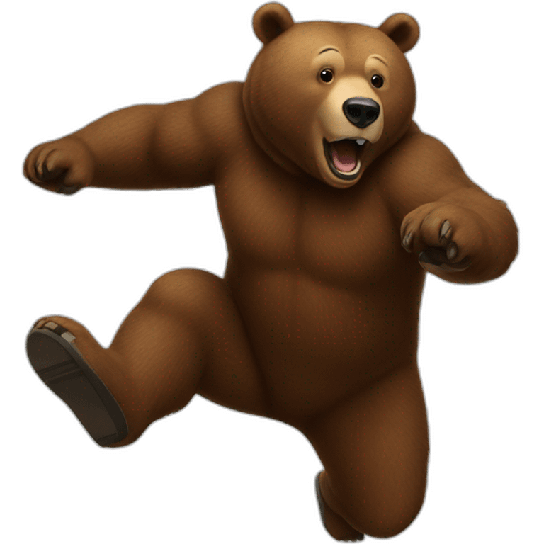 Xi jumping as brown bear emoji