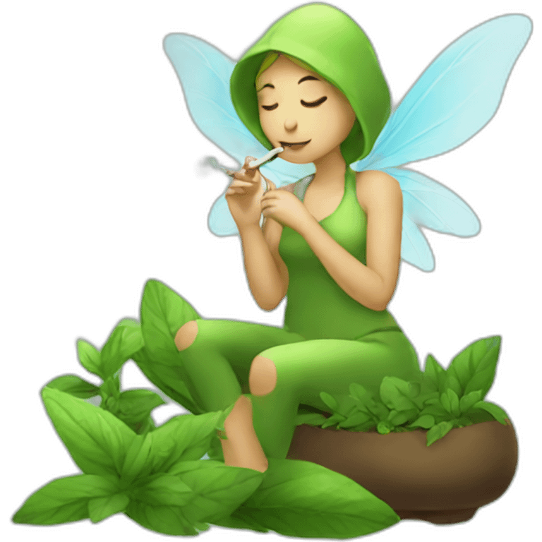 Cute fairy smoking herbs emoji