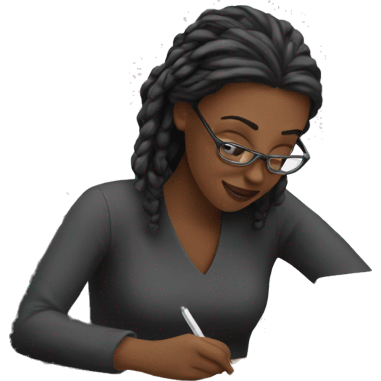 a woman writing an email emoji