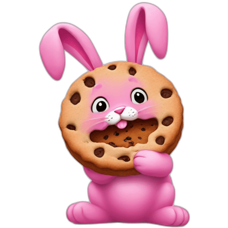 Pink Bunny eatting a Cookie emoji