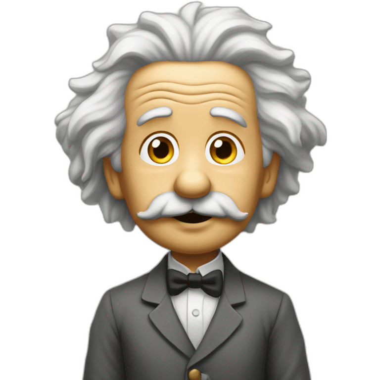 Einstein standing leaning his shoulder on wall with crossed legs and looking up emoji