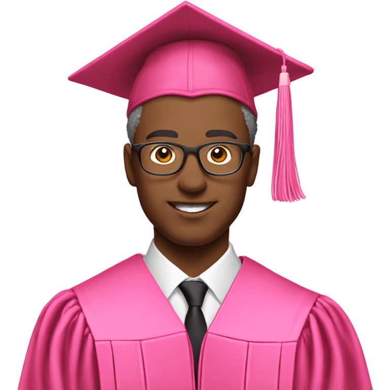 man in a pink graduation and pink academic regalia emoji