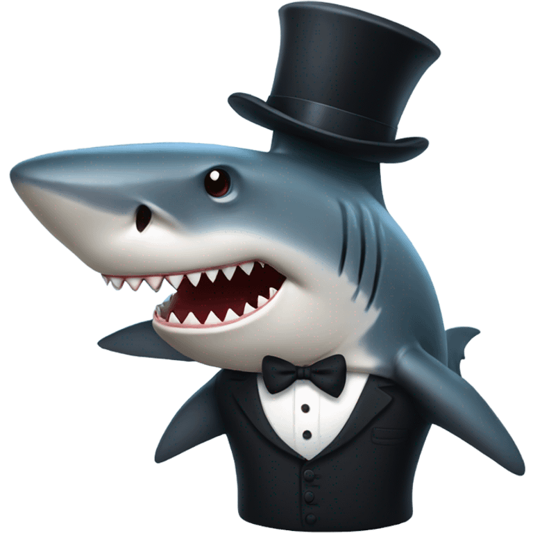 Shark with a top hat emoji