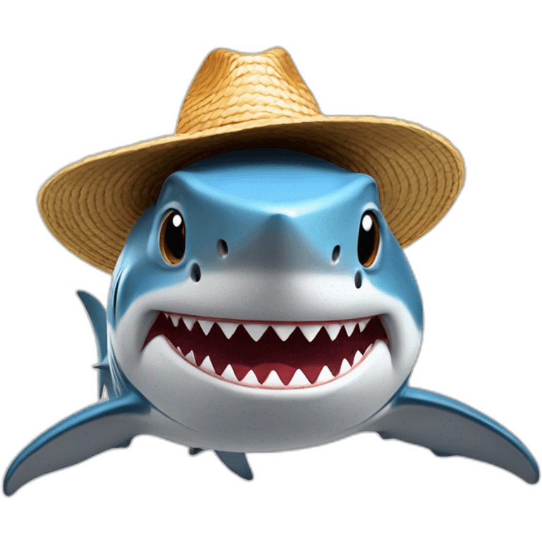 Shark with a straw hat emoji