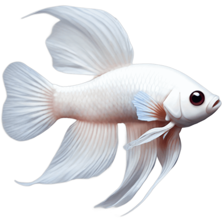 White betta fish with burghundy short fins, position: full profile emoji