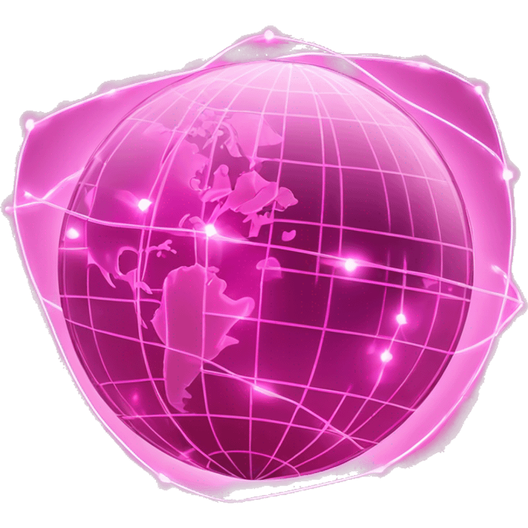 Pink and light pink, sparkly connected fiber optic, network, world globe   emoji