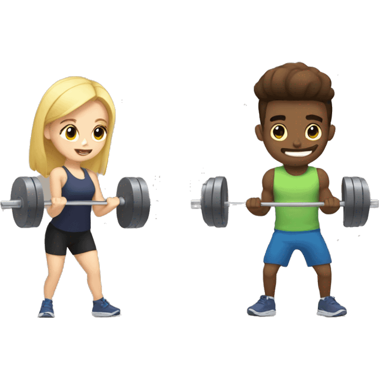 Bf and gf lifting weights emoji