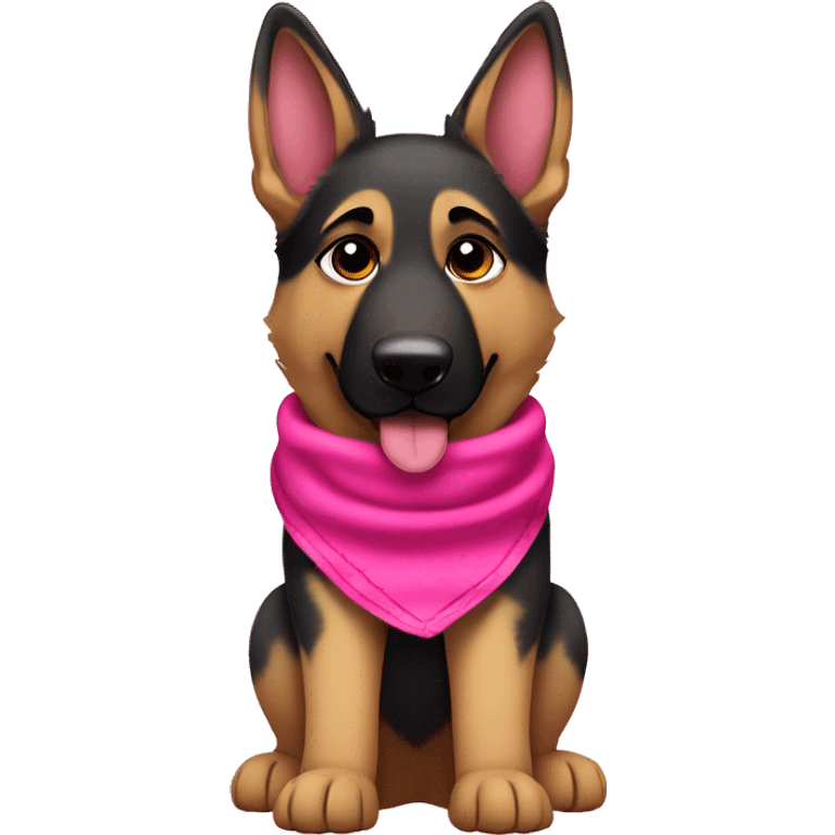 German shepherd wearing a hot pink bandana around her neck. She has black ears emoji