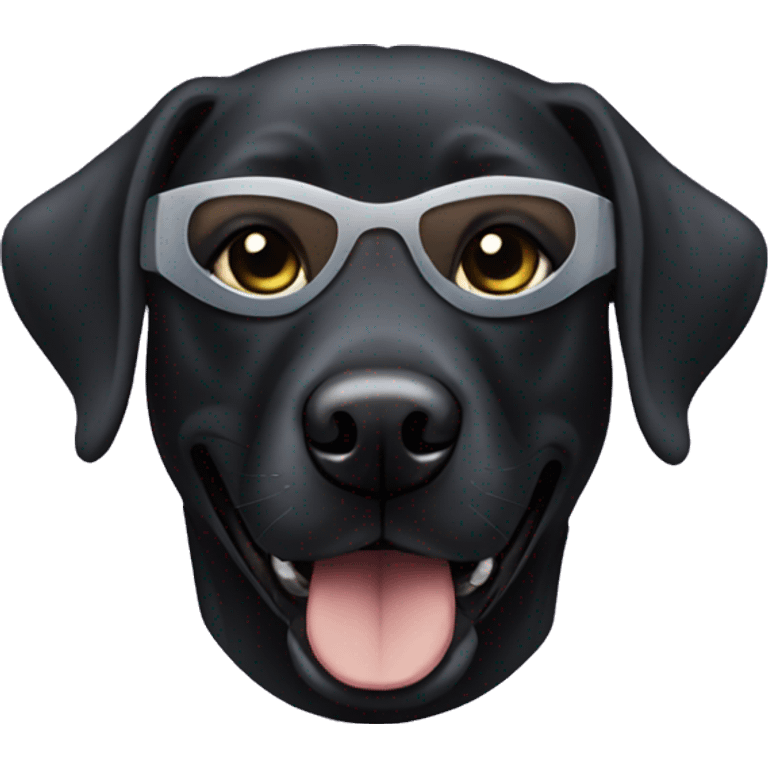 black lab wearing a superhero mask emoji